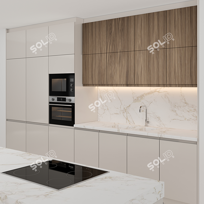 Modern Island Kitchen: High-Quality 3D Model 3D model image 7