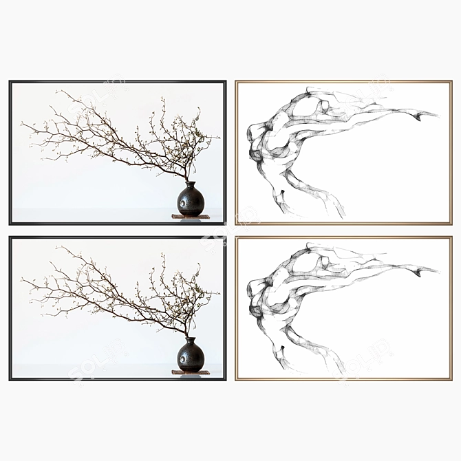 Modern Art Set with Frames 3D model image 2