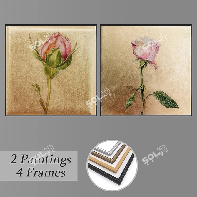 Elegant Wall Art Set - No. 1583 3D model image 1