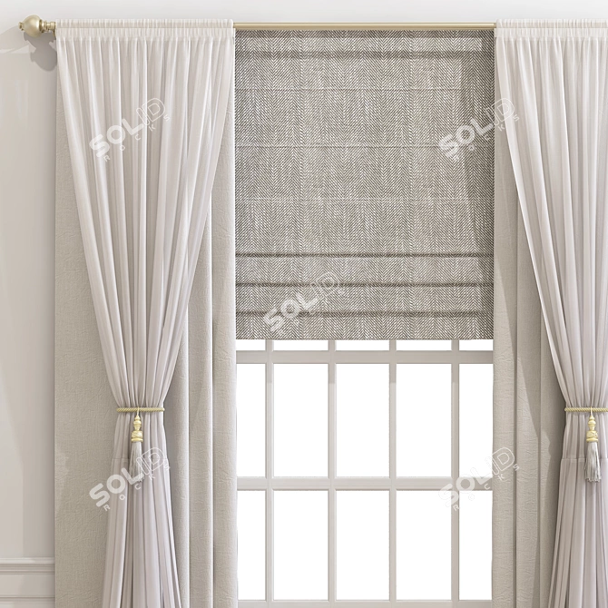 Elegant Window Drapery 3D model image 3