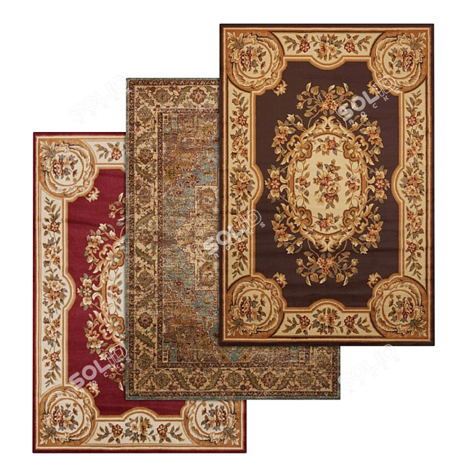 Luxury Rug Set - High-Quality Textures 3D model image 1