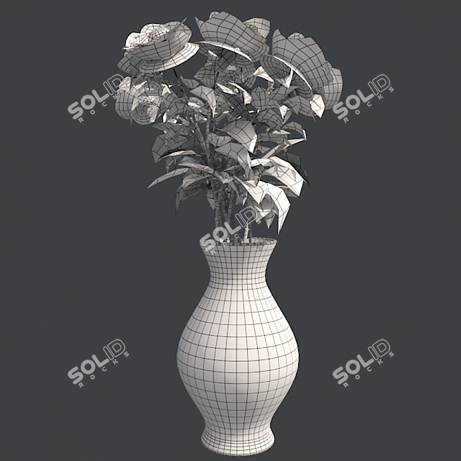 Elegant Red Rose Vase 3D model image 5