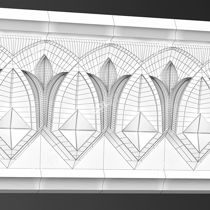 Khorezm Carved Cornice 3D model image 4