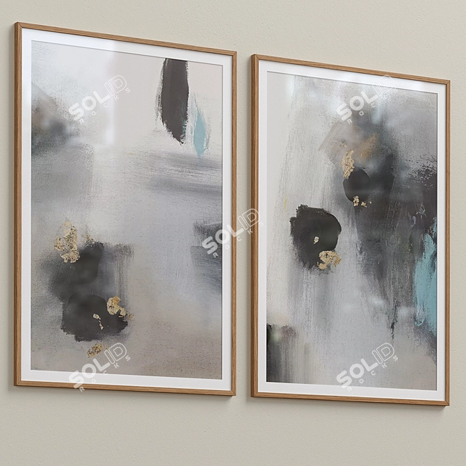 Abstract Foggy Wall Art Set 3D model image 3