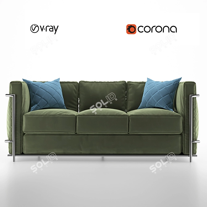 Modern Green Sofa LC2: 2015 Version 3D model image 1