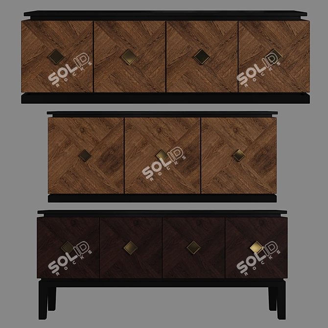 Elegant Soldera Chest with Brass Accents 3D model image 1