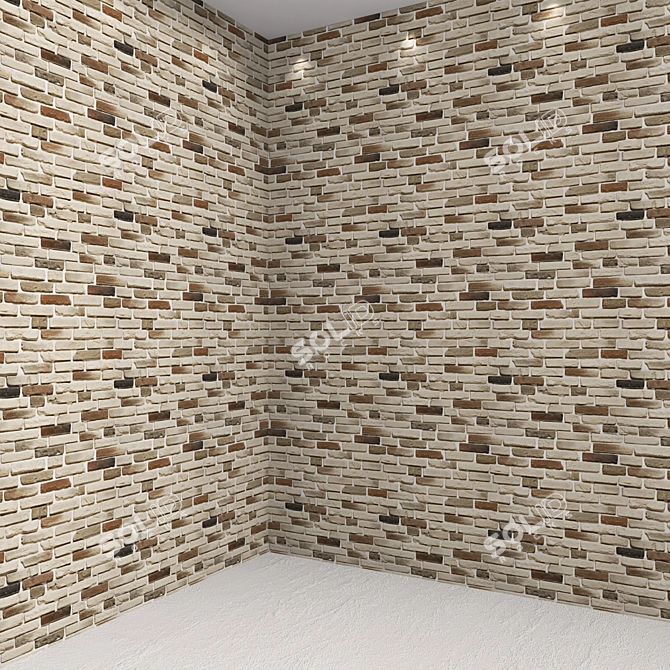 Vintage Brick Accent Wall 3D model image 1