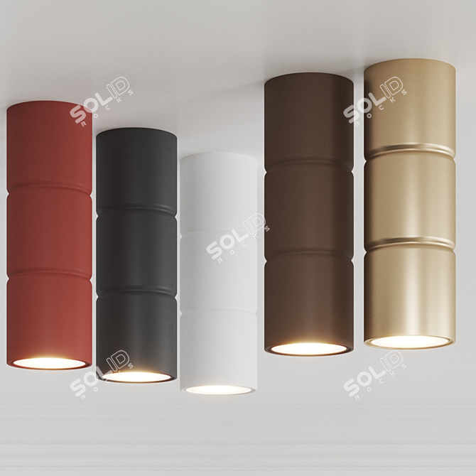 Turbo Metal Ceiling Lights: 5 Colors, Ø8.5 H25cm 3D model image 2