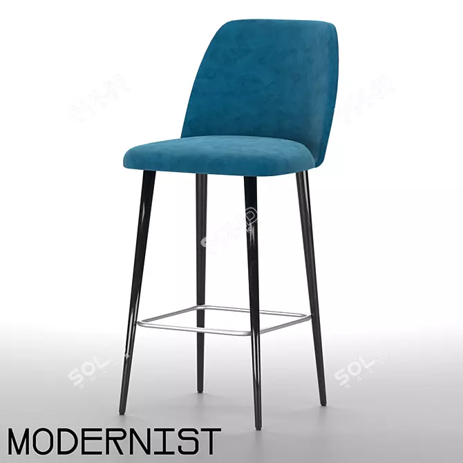 Pollok Wood CF Bar Stool: Customizable & Stylish 3D model image 1