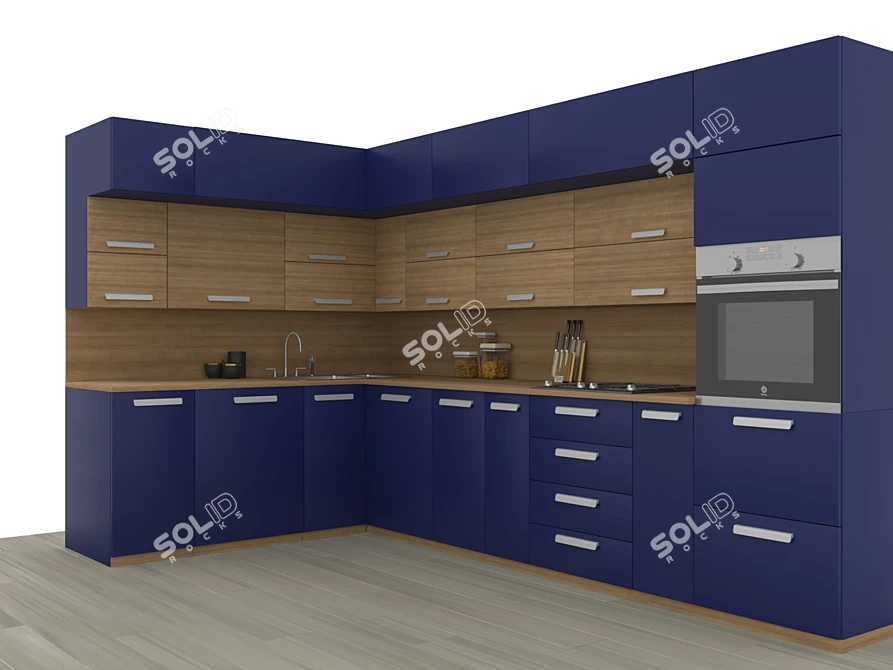 Modern Stylish Kitchen 3D model image 1