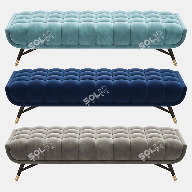 Chic Velvet Upholstered Bench 3D model image 2