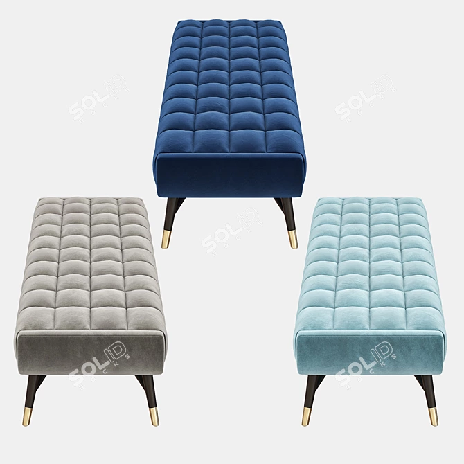 Chic Velvet Upholstered Bench 3D model image 3