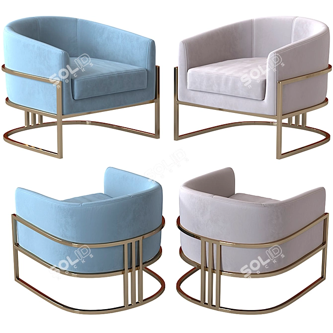 Luxury Gold Armchair: Monica by Mdehouse 3D model image 1