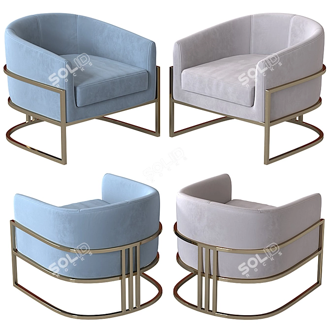 Luxury Gold Armchair: Monica by Mdehouse 3D model image 5