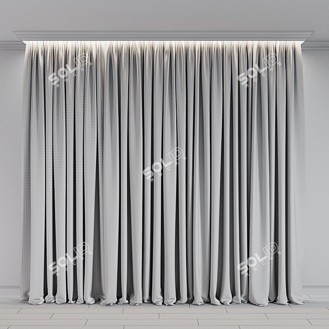 Versatile Curtain Set in 3 Colors 3D model image 2