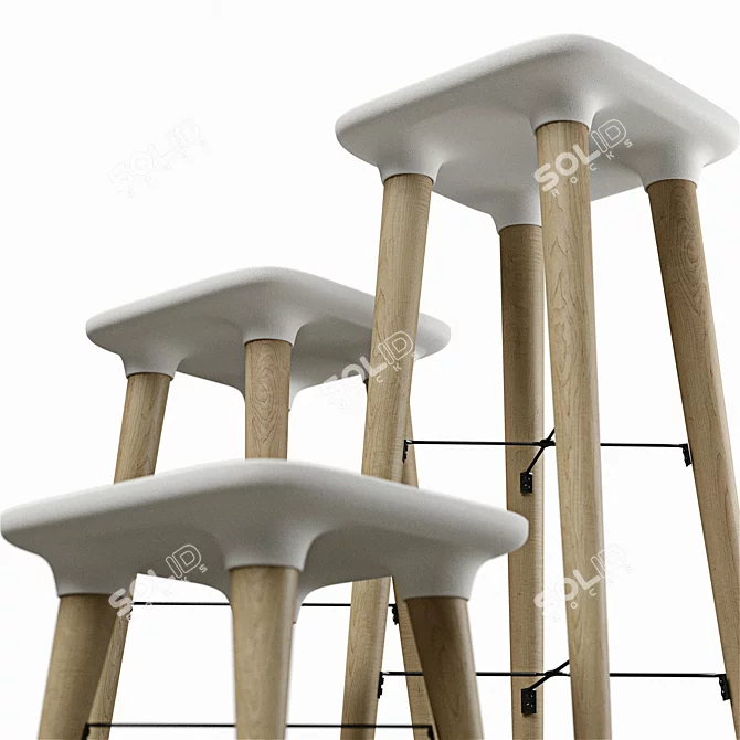 Scandinavian Eames-inspired Stools 3D model image 3