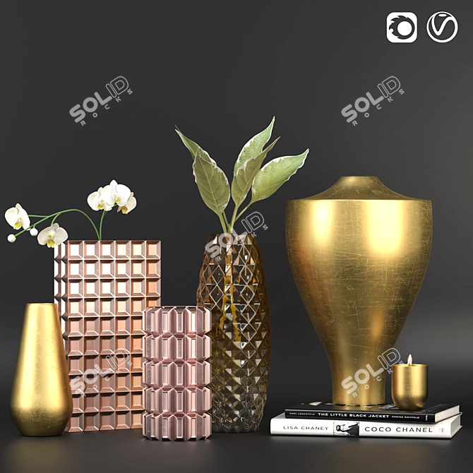 Elegant Vase Set: 27-Part Decor Piece 3D model image 1