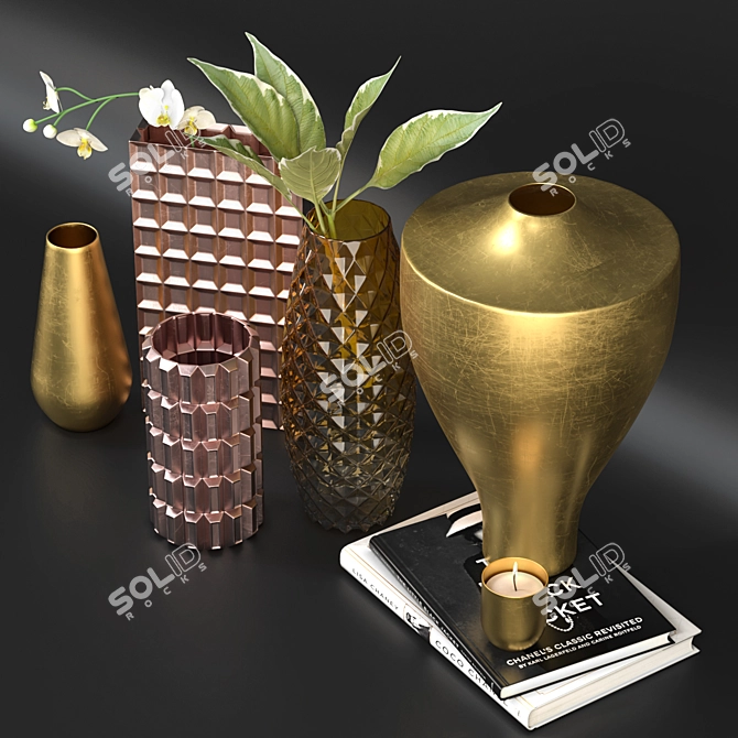 Elegant Vase Set: 27-Part Decor Piece 3D model image 2