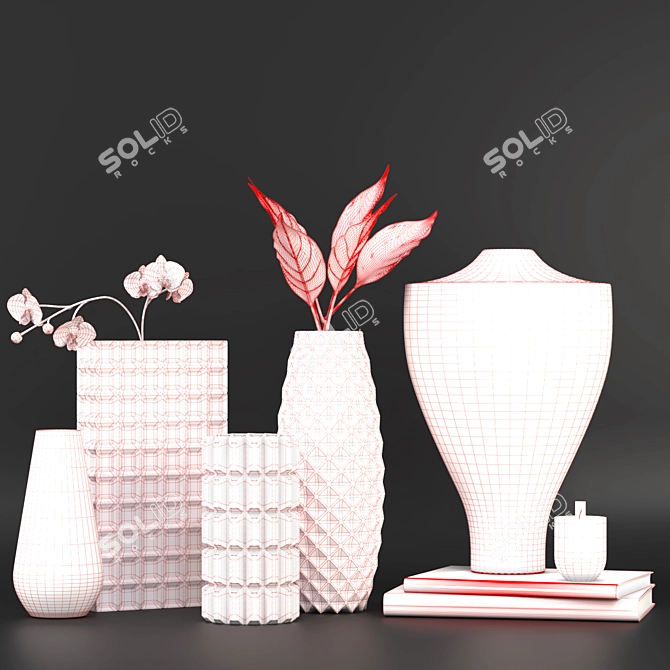Elegant Vase Set: 27-Part Decor Piece 3D model image 3