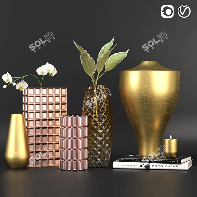 Elegant Vase Set: 27-Part Decor Piece 3D model image 4