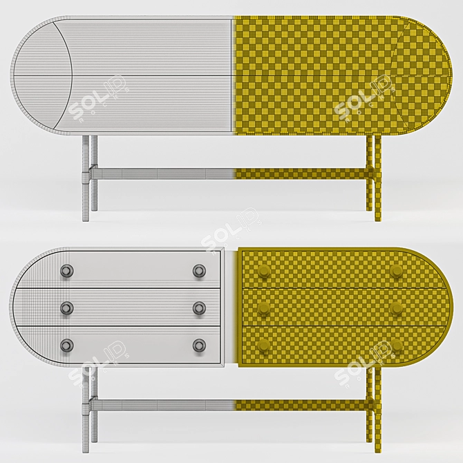 Vintage Retro Sideboard 3D model image 3