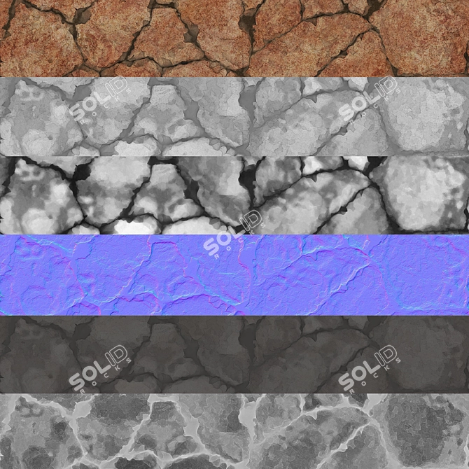 Rock PBR Ground & Wall Tiles 3D model image 5