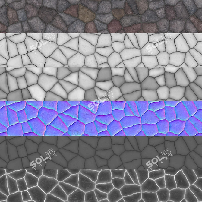 Modern Rock PBR Ground & Wall Tiles 3D model image 5