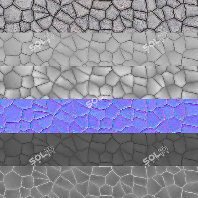 Rock PBR Ground & Wall Tiles 3D model image 5