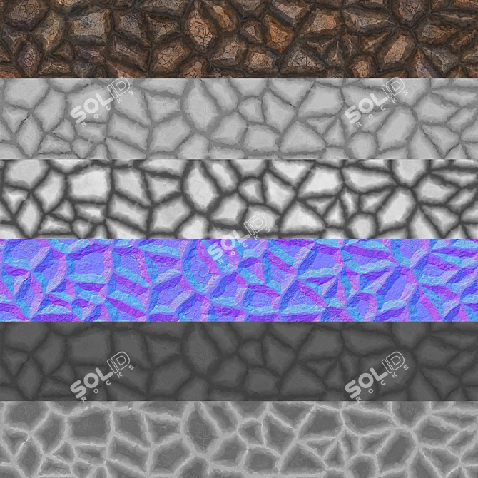 Rock PBR Ground & Wall Tiles 3D model image 5