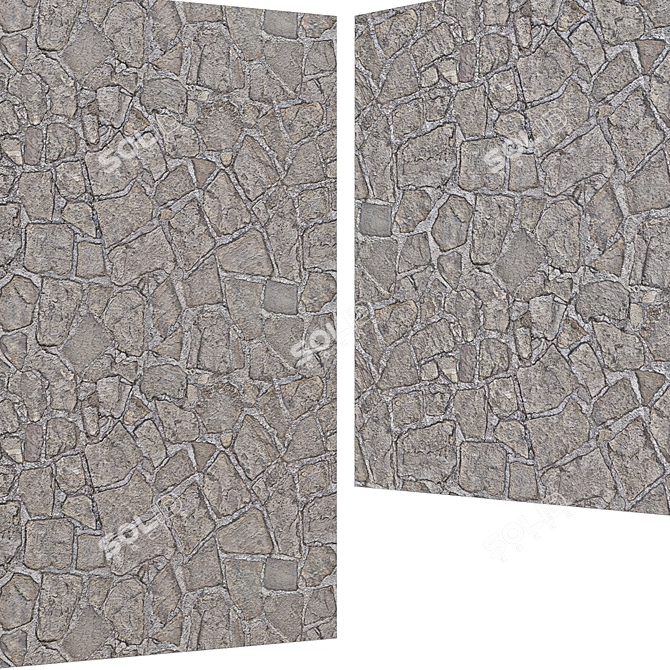 Cobblestone Gray Wall: High-Res Tileable Textures 3D model image 3