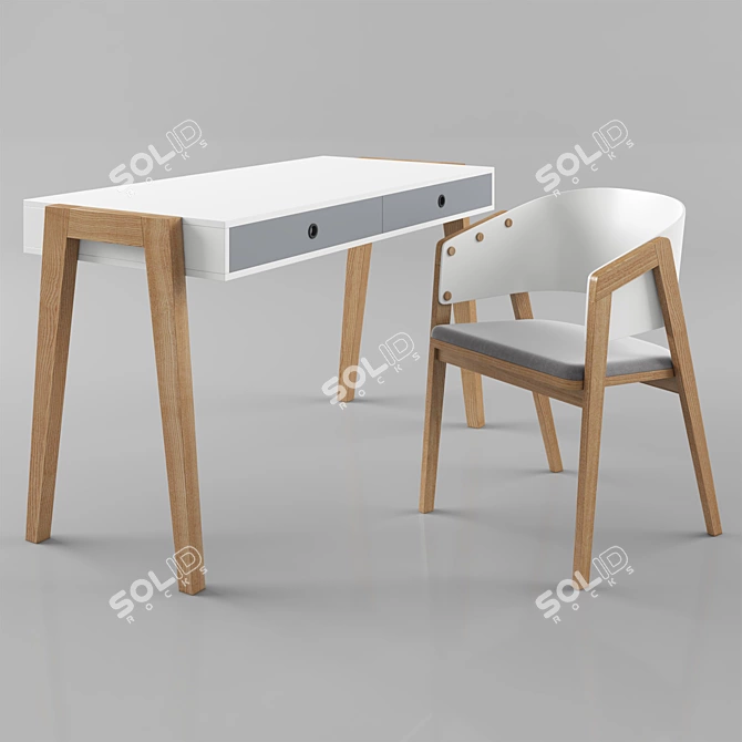 VOX Concept Desk & Uni Chair: Modern White Furniture 3D model image 1