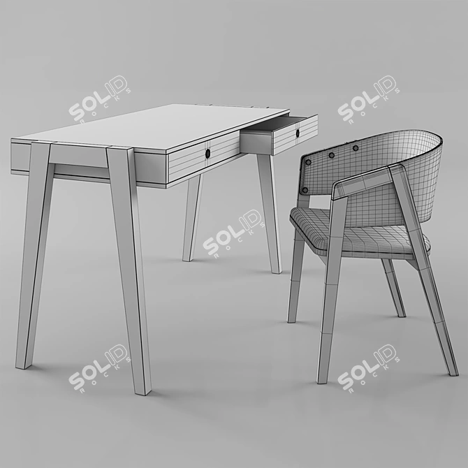 VOX Concept Desk & Uni Chair: Modern White Furniture 3D model image 3
