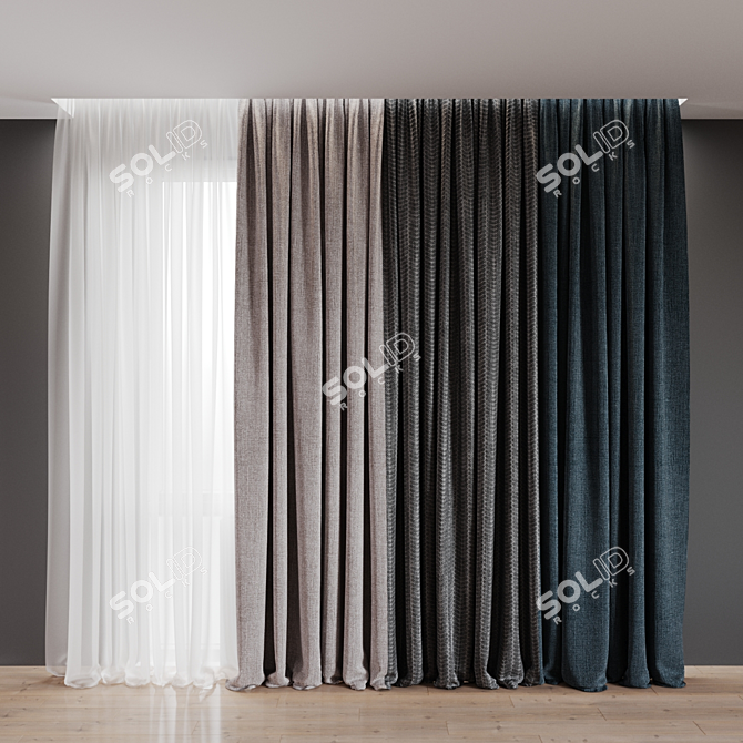 8-Color Curtain & Sheer Set 3D model image 4