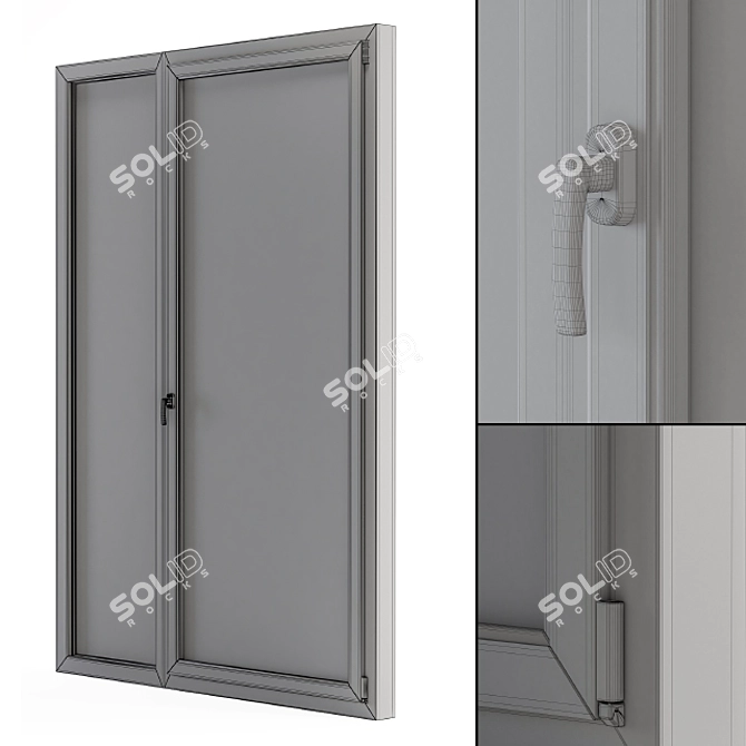 Sleek Black Glass Modern Door 3D model image 4