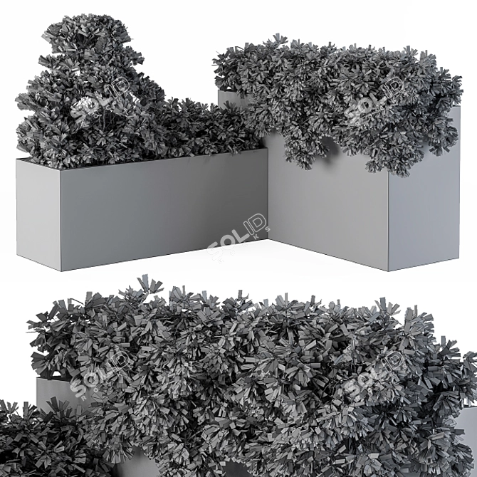 Concrete Outdoor Planters Set 3D model image 4