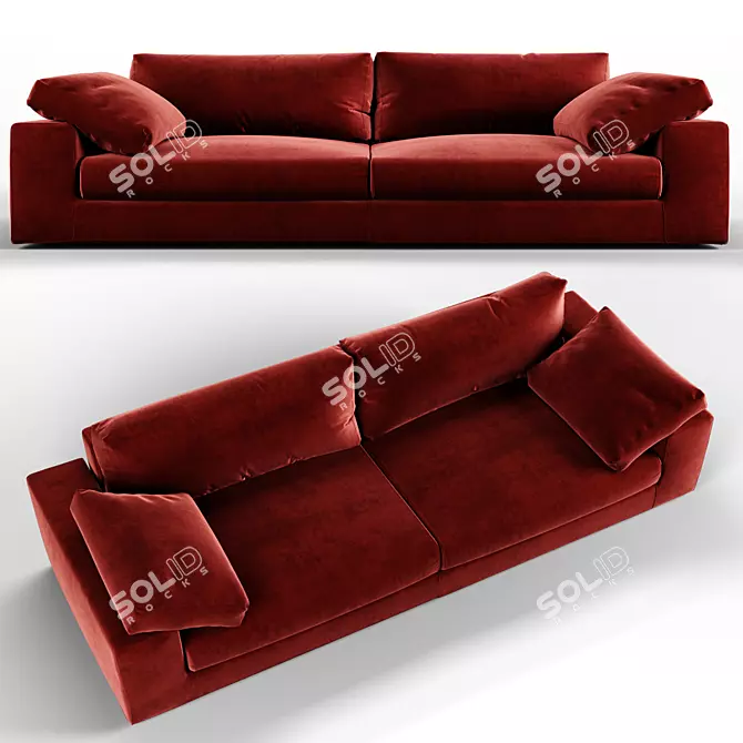Elegant Black Dante Sofa 3D model image 1