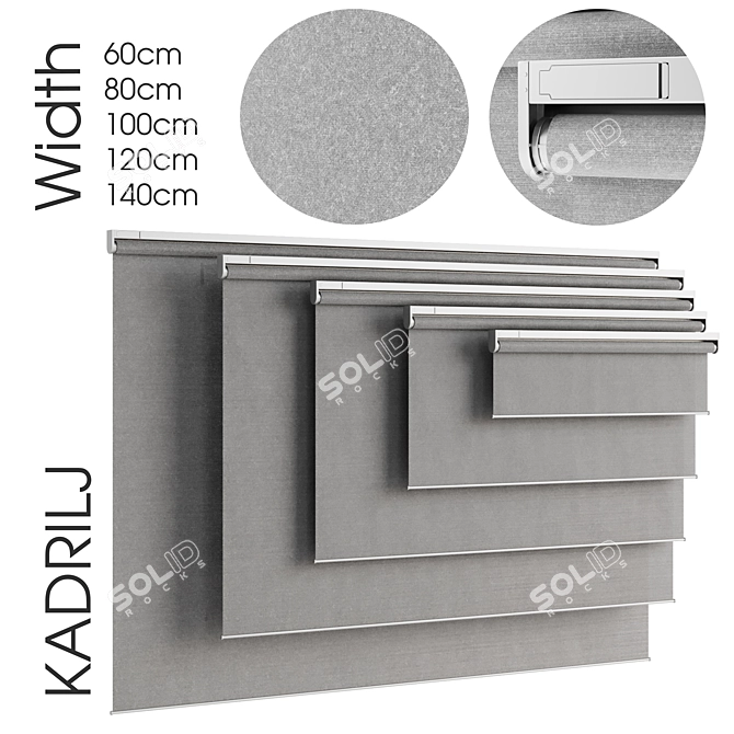 KADRILJ Roller Blind | Adjustable Length | 5 Width Options 3D model image 1