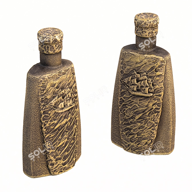 Handcrafted Decoupage Bottle Set 3D model image 4