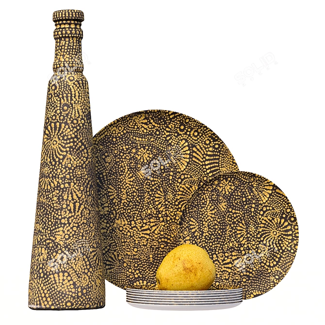 Handcrafted Decorative Bottle: Decoupage Technique 3D model image 1