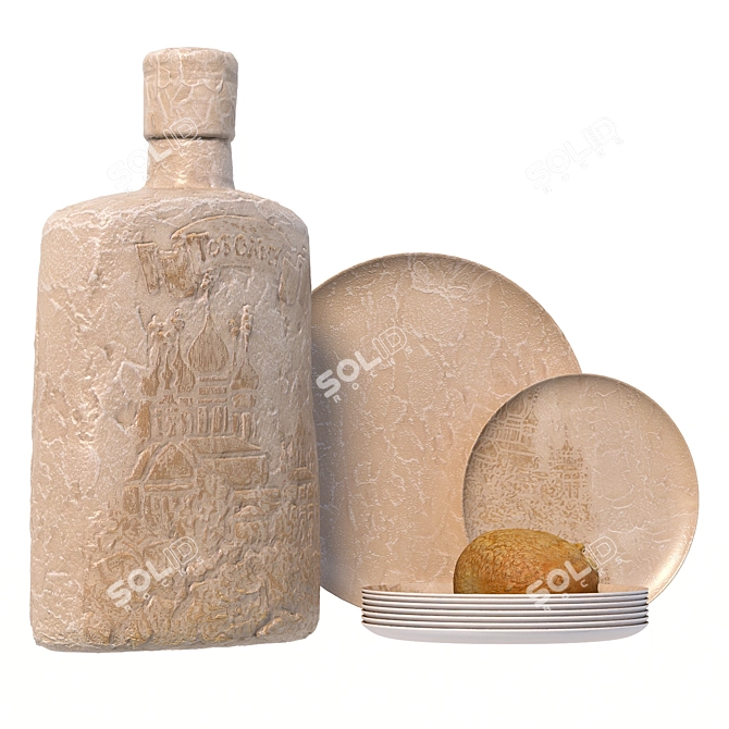 Hand-painted Decorative Bottle: Unique Décor Piece 3D model image 1