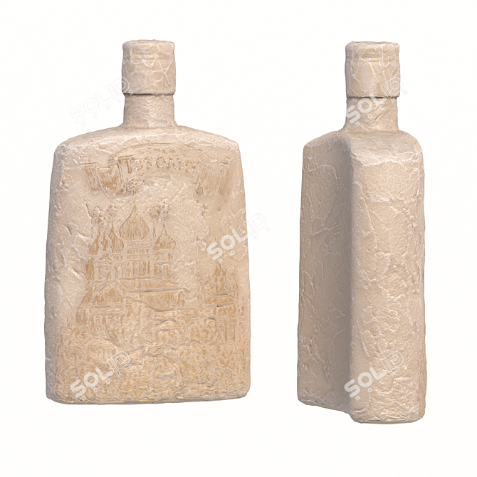 Hand-painted Decorative Bottle: Unique Décor Piece 3D model image 4