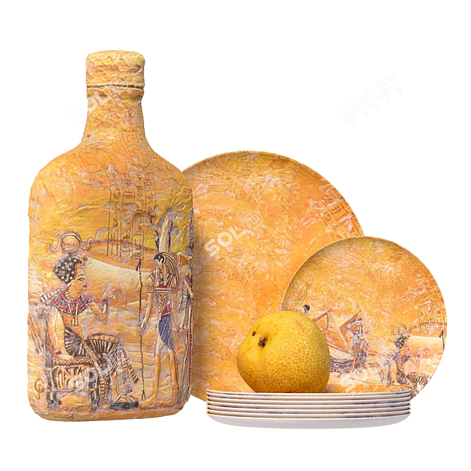 Elegant Decoupage Decorative Bottle 3D model image 1