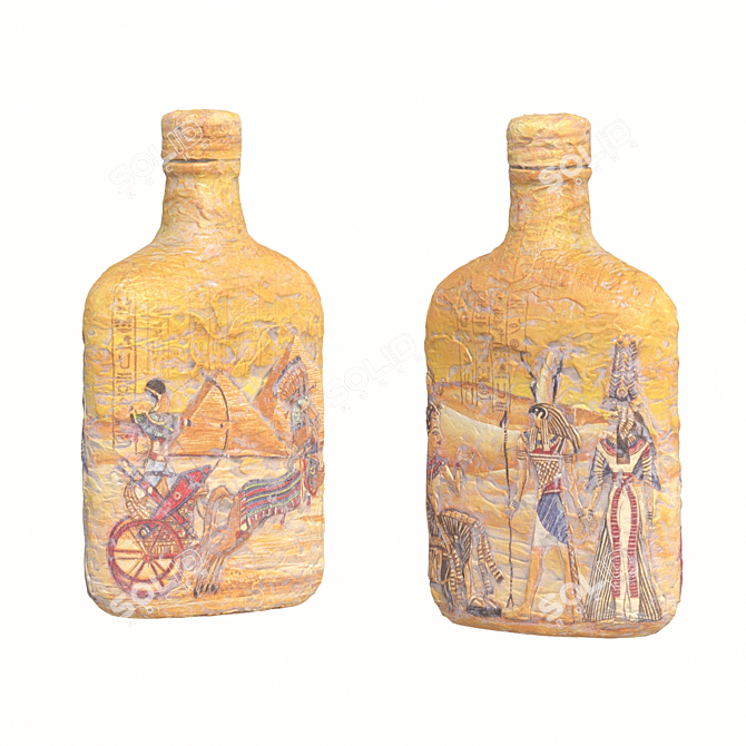 Elegant Decoupage Decorative Bottle 3D model image 5