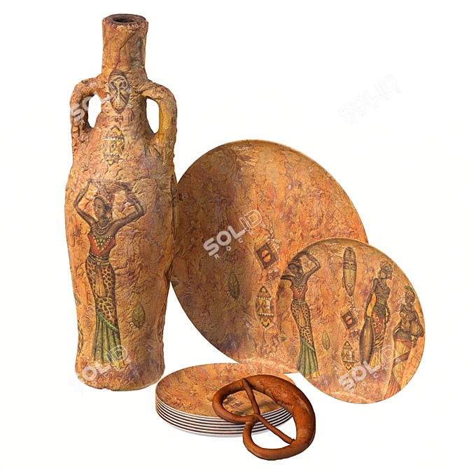 Handcrafted Decorative Bottle with Decoupage Technique 3D model image 2