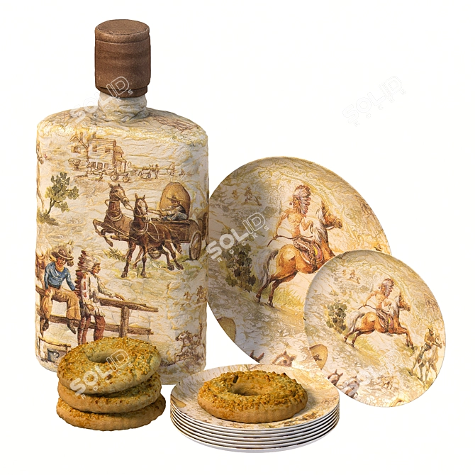 Handcrafted Decoupage Bottle by Svetlana 3D model image 2