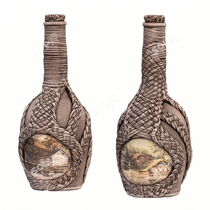 Handcrafted Decoupage Bottle | Svetlana R. 3D model image 2