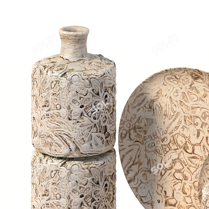 Elegant Handcrafted Decoupage Bottle 3D model image 2