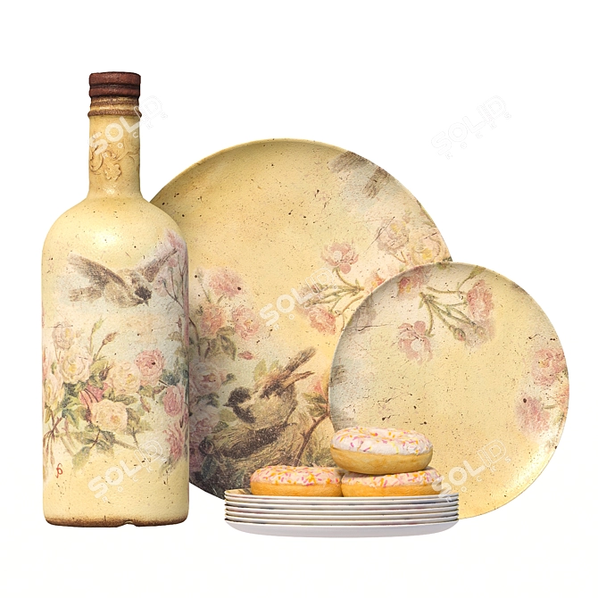 Rustic Charm Crockery Set 3D model image 1