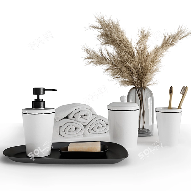 Elegant Bathroom Décor Set 3D model image 4