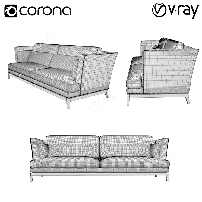 Elegant Trace Grey Sofa 3D model image 2